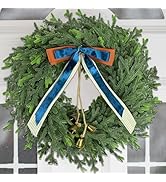 Christmas Wreath, 22 inch Christmas Wreaths for Front Door Xmas Door Pine Wreath with Ribbon Bow ...