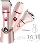 Zesuti Bikini Trimmer for Women- 3 in 1 Painless Electric Razors for Women,Waterproof Pubic Hair ...