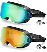 Aegend Swim Goggles Adult 2 Pack, Frameless 180°Clear Wide View Anti-Fog/UV, Fashion Men Women Po...