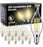 TJOY E12 LED Candelabra Bulb Dimmable, 60W Equivalent LED Chandelier Light Bulbs, 5.5W 2700K Soft...
