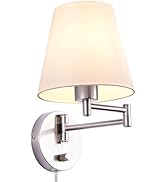VONLUCE Modern Adjustable Swing Arm Wall Lamp Brushed Nickel, Plug-in Wall Sconce Lighting for Be...