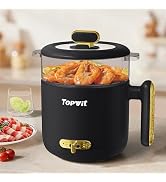 TOPWIT 1.6L Electric Pot with Steamer, Black