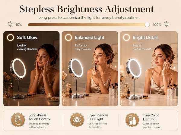magnifying mirror with light