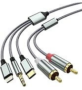 Lightning to RCA Cable Audio Aux Adapter,RCA to 3.5mm Cable,USB C to 2 RCA Audio Cable, (3 in 1 A...