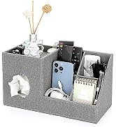Sumnacon Square Linen Tissue Box Cover - Decorative Cube Tissue Cover with Side and Top Organizer...