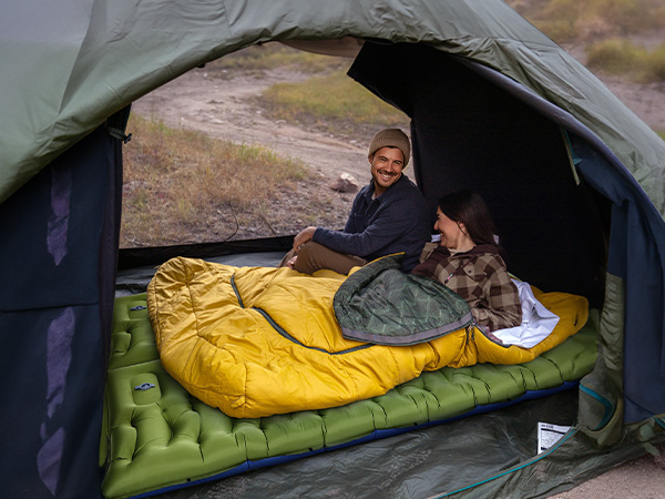 Camping Sleeping Pad,5.9 Inch Thick Camping Mat with Built in Pillow and Foot Pump