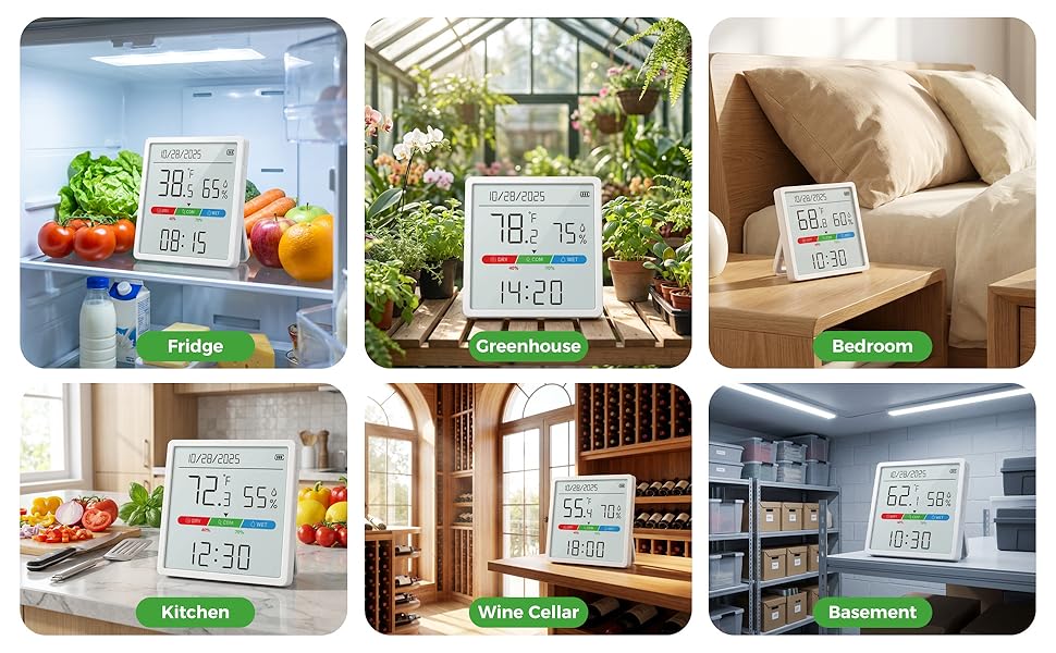 Digital Thermometer Hygrometer Indoor with clock