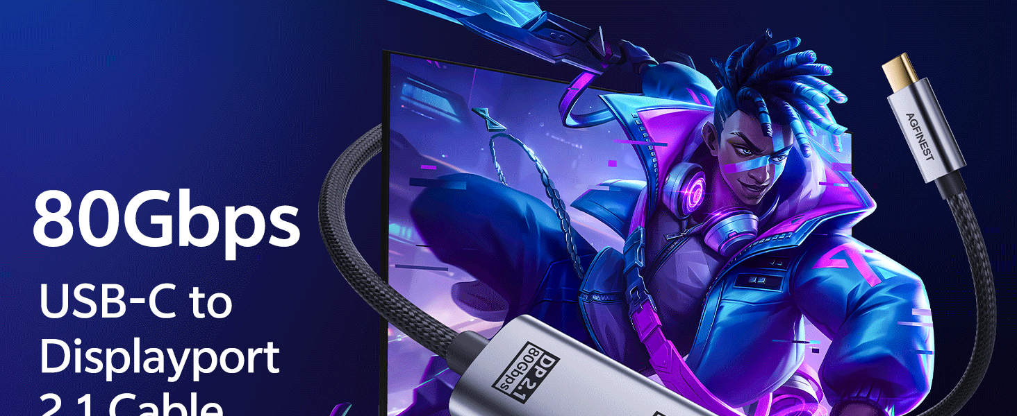 AGFINEST 16K USB-C to DisplayPort Cable