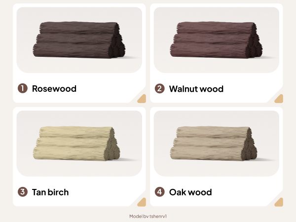 rosewood, walnut wood, tan birch, oak wood