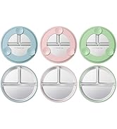 HaWare 3 Pack Stainless Steel Baby Suction Plates, 9 Inch Divided Toddler Plate with Removable Si...