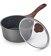 SENSARTE Nonstick Sauce Pan with Lid, 1.5QT Small Pot with Swiss Granite Coating, Stay-cool Handl...