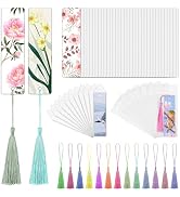 50 Sets Sublimation Blank Bookmarks with Clear Bookmark Sleeves Tassels and Self-Sealing Bags, He...