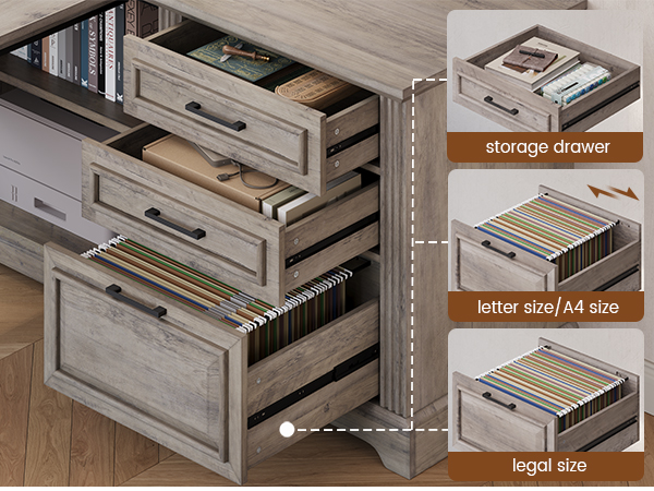l shaped desk with file drawers
