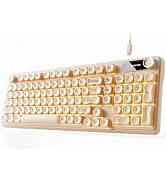 EWEADN Wired Creamy Keyboard with Number Pad, Media Knob, RGB Backlit-Cream | 98-Key Quiet Comput...