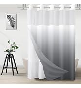 No Hook Shower Curtain and Liner Set for Bathroom, Ombre Grey, 71" x 74" | with Snap in Liner Rep...