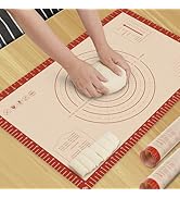 HOTEC Silicone Baking Mat - 26x16 Thickened Pastry Dough Mat with Measurement Non-Stick For Dough...