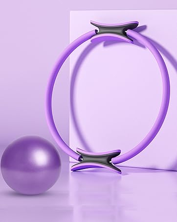 Abstract composition featuring purple spheres and curved shapes against a light purple background, creating a minimalist artistic design.
