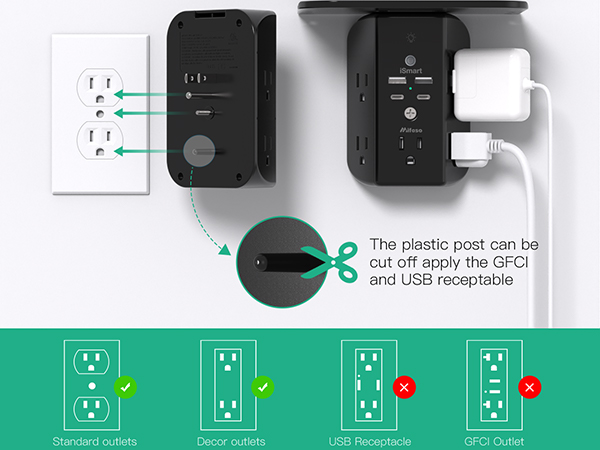 Wall Outlet Extender with Shelf