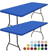 Smiry 2 Pack Rectangle Picnic Table Cloth, Waterproof Elastic Fitted Tablecloths, Washable Polyes...