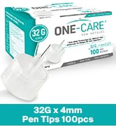 MediVena ONE-CARE Pen Needles 32G x 4 mm (5/32’’), 100/bx, Ultra-Thin for Comfortable Insulin Inj...