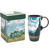 Topadorn Ceramic Coffee Travel Mug with Gift Box, 17 Oz Tea Cups with Handle &amp; Lid for Latte, Tea...