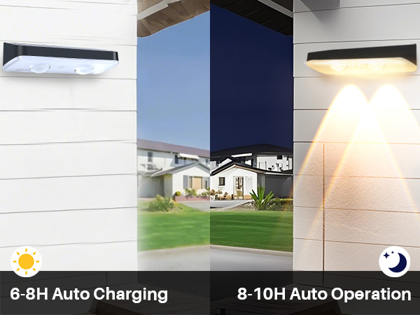 Solar Fence Lights with 3 Modes Bright LED Lens Outdoor Solar Wall Light for Address Sign