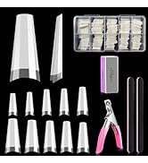 Natural Coffin Nails Tips - 500PCS French False Nail Tips for Acrylic Nails Professional,10 Sizes...