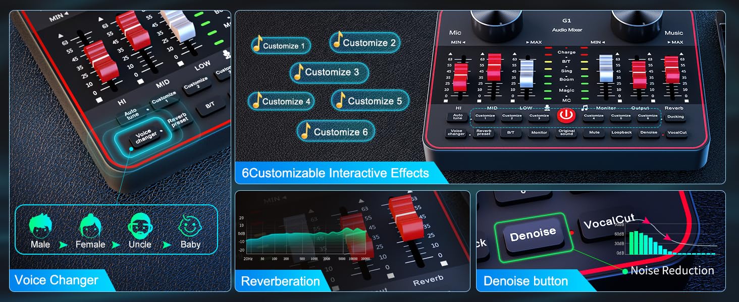 sound card for live streaming music mixer board audio mixer for streaming gaming voice changer