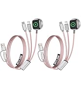 2Pack Multi Charging Cable for Travel Essentials,3 in 2 USB C Cable for Apple Watch Charger,Phone...