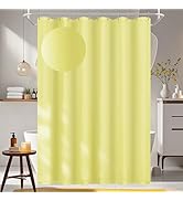 Seenus Waterproof TPU Lined Fabric Shower Curtain Lightweight, Bright Yellow Cloth Shower Curtain...