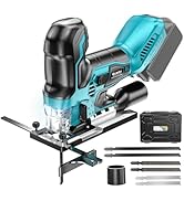Ecarke Cordless&amp;Brushless Jig Saw Compatible With Makita 18V Battery, 3800RPM, 7 Speeds Dial Cont...