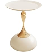 Metal Round End Table,Modern Pedestal Table,Corner Drink Tables,Accent Side Table Nightstand for ...