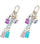2Pcs Colorful Cute Resin Gummy Bear Key Chain Candy Color Animal Bear Charms Keychains Car Keys B...