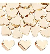 PH PandaHall Gold Heart Beads Heart Spacer Beads Mother’s Day Beads Metal Love Heart Charm for Mo...