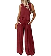 Dokotoo Pants Sets Women 2 Piece Outfits Sleeveless Round Neck Tank Tops Matching Sets for Women ...