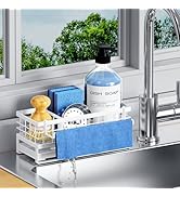 DYFVREN Kitchen Sink Sponge Holder - Self-Draining, Detachable Dish Cloth Holder, Rustproof Kitch...