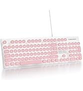 Vumilstek Wired Retro Typewriter Keyboard, Quiet Computer Keyboard Light up with Full Size 104 Ro...