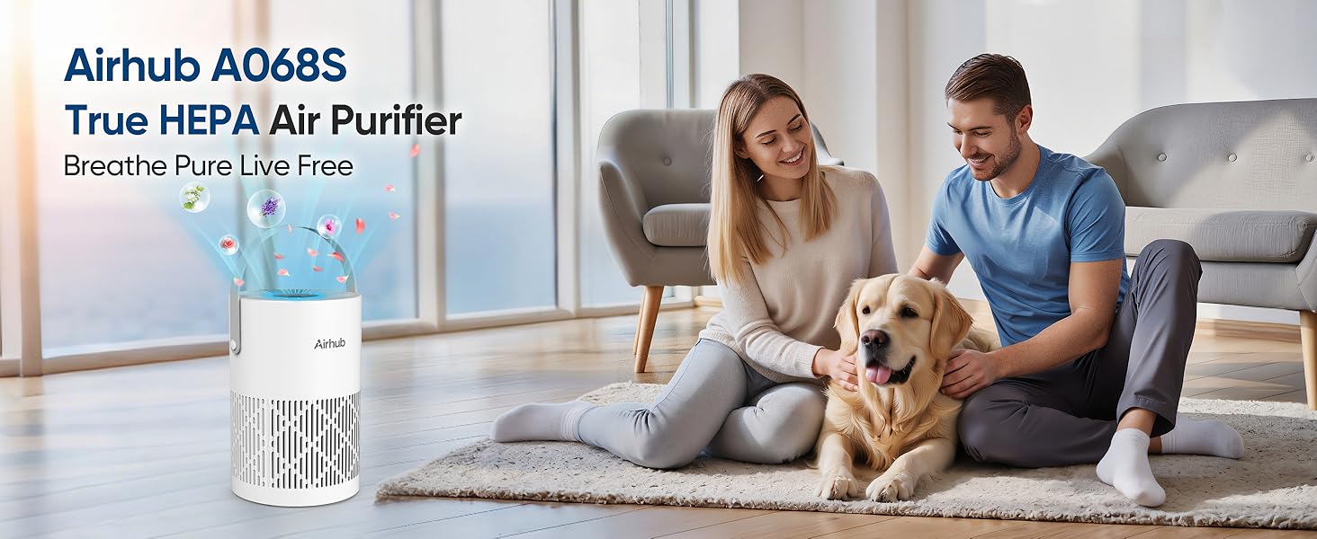 Air Purifiers for Home Bedroom, HEPA Pet Hair Air Purifier, Quiet Sleep Mode