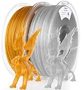 AMOLEN 2kg PLA Pack Glitter Gold &amp; Silver 3D Printer Filament 1.75mm Shiny Gold &amp; Silver with Spa...