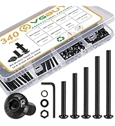 VGBUY 340Pcs M4 Screw Kit, Black M4 Screws Bolts, 25/30/35/40/45/50mm Metric Button Head Cap Scre...
