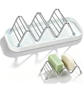 OZNER Wavy Soap Dish for Shower, 304 Stainless Steel Shampoo Bar Holder with Removable Drip Tray,...