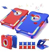 VATOS Portable Cornhole Board Set with LED Lights &amp; Sound Effects, Scoring, Foldable - 2 Boards &amp;...
