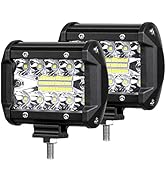 4WDKING 4 Inch LED Pod Lights, 2PCS 120W 12,000LM Triple Row Flood Spot Combo Offroad Driving Fog...