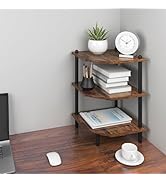 MOFAIN Desktop Corner Stand Shelf for Storage, 3 Tier Corner Shelf Organizer, Rustic Brown Rack f...
