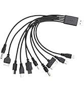 Kryoflare 10 in 1 USB Charger Cable 20cm, Multi-Port Cord with Type-C USB Cable for Universal Cha...