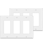[2 Pack] BESTTEN 3-Gang Decorator Wall Plate, GFCI Outlet and Dimmer Switch Cover with 3 Decorato...