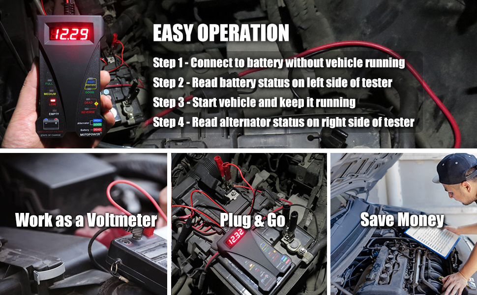 motopower battery tester alternator tester