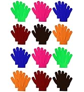 Cooraby 12 Pairs Kids Warm Magic Gloves Teens Winter Stretchy Knit Gloves Boys Girls Knit Gloves
