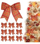 12 Pcs Fall Bows Halloween Tree Decorations,6 Inch Fall Ornaments for Tree Front Door Autumn Than...