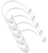 [5 Pack] Flat Plug Short Power Extension Cord - 8inch Low Profile Flat Plug 3 Prong Grounded Indo...